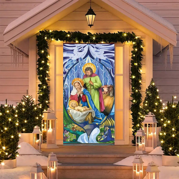 Christianartworkshop Richly Colored Holy Family Door Curtain: Nativity Scene for Holiday - image 4