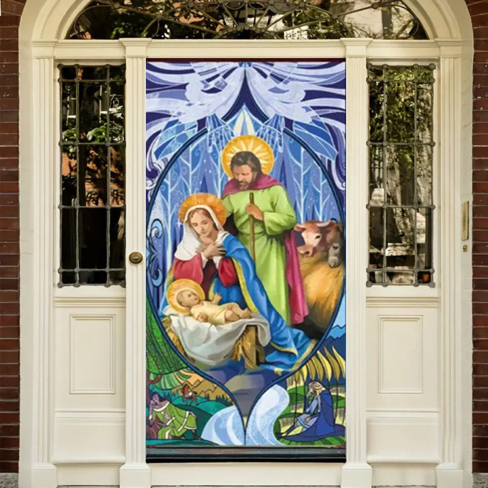 Christianartworkshop Richly Colored Holy Family Door Curtain: Nativity Scene for Holiday - image 2