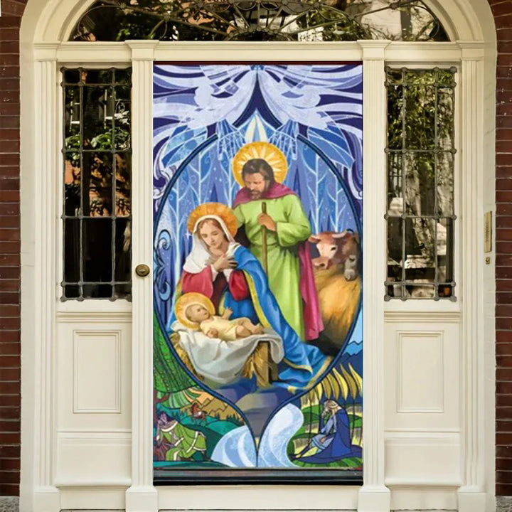 Christianartworkshop Richly Colored Holy Family Door Curtain: Nativity Scene for Holiday - image 2