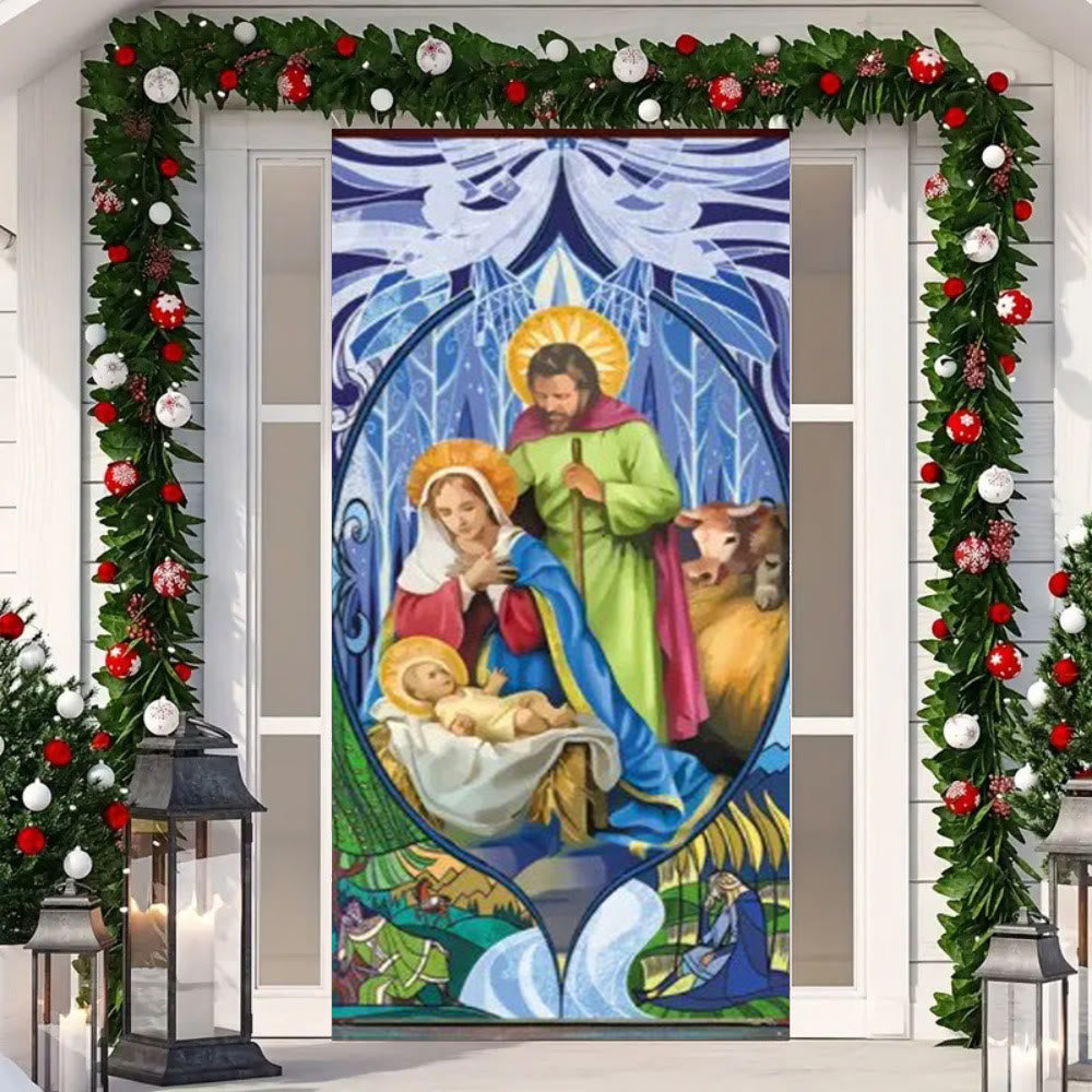 Christianartworkshop Richly Colored Holy Family Door Curtain: Nativity Scene for Holiday - image 5