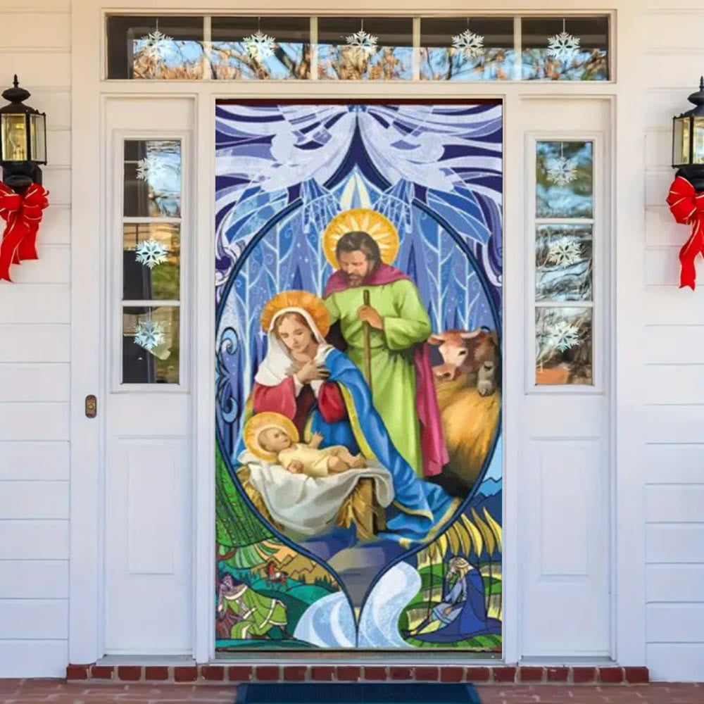 Christianartworkshop Richly Colored Holy Family Door Curtain: Nativity Scene for Holiday - image 3
