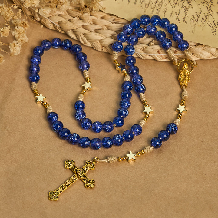 Christianartworkshop Elegant Purple Bead with Glittering Star Christmas Rosary: Illuminate Holiday Spirit - image 5