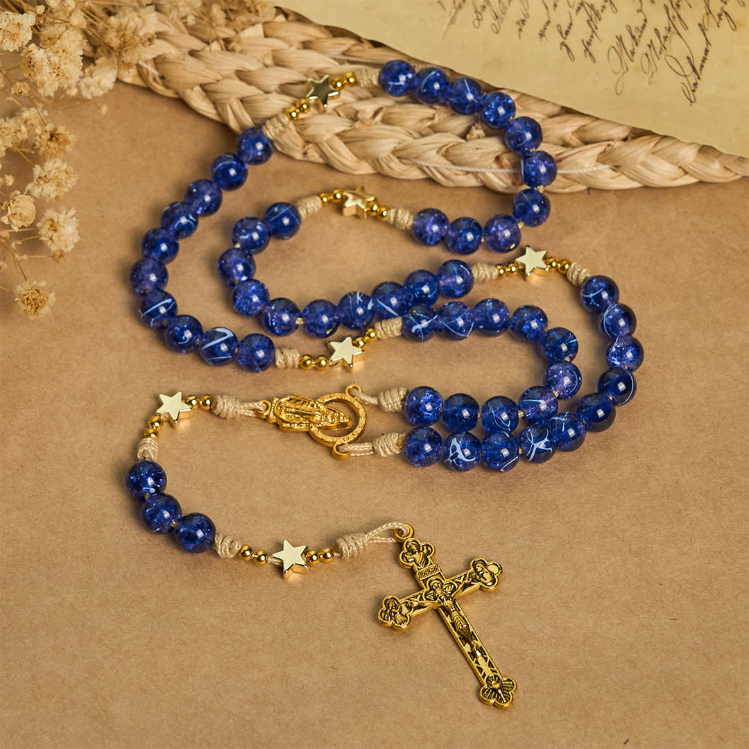 Christianartworkshop Elegant Purple Bead with Glittering Star Christmas Rosary: Illuminate Holiday Spirit - image 4