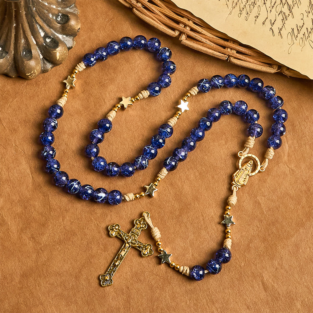 Christianartworkshop Elegant Purple Bead with Glittering Star Christmas Rosary: Illuminate Holiday Spirit - Christmas-Themed Rosary - image 0