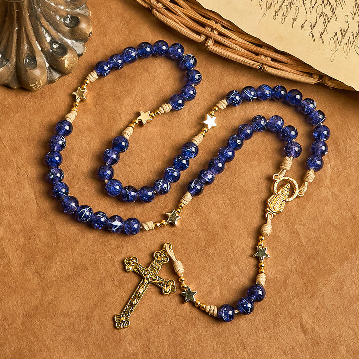 Christianartworkshop Elegant Purple Bead with Glittering Star Christmas Rosary: Illuminate Holiday Spirit - Christmas-Themed Rosary - image 0