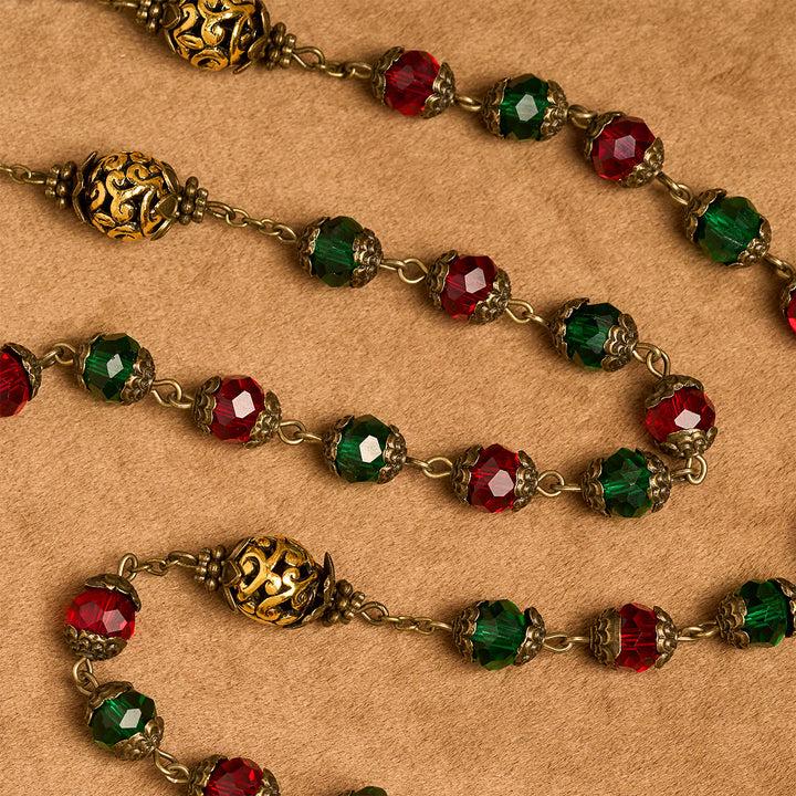 Christianartworkshop Joy of Christmas Red & Green Festive Beads Rosary with Virgin Mary - image 6