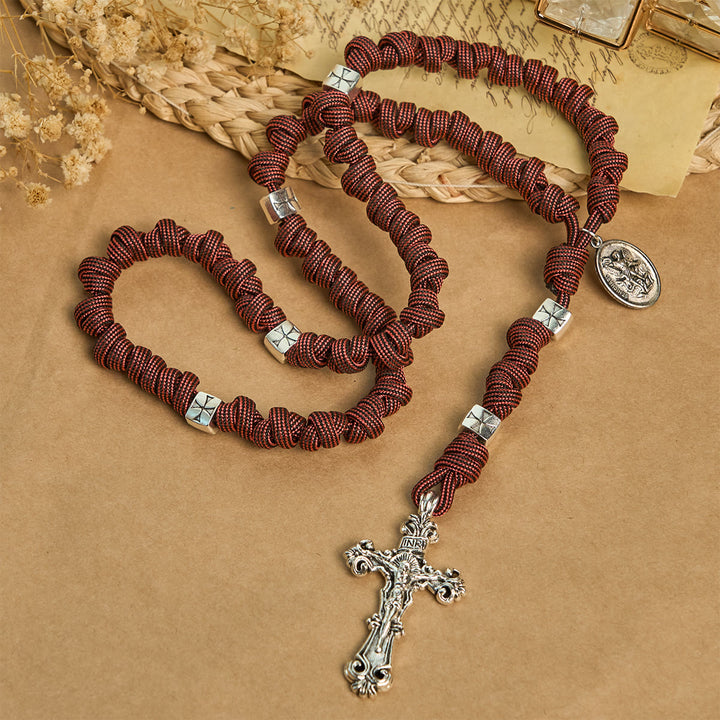 Warrior's Devotion Deep Red Paracord Rosary with St. George Medal: Power of Faith - image 5