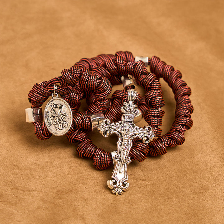 Warrior's Devotion Deep Red Paracord Rosary with St. George Medal: Power of Faith - image 10