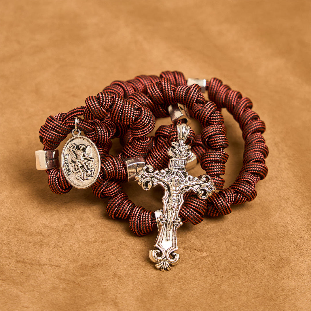 FREE Today: Warrior's Devotion Deep Red Paracord Rosary with St. Michael the Archangel - image 5