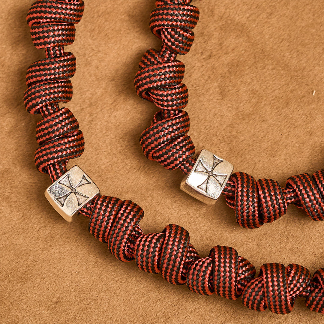 Warrior's Devotion Deep Red Paracord Rosary with St. George Medal: Power of Faith - image 8