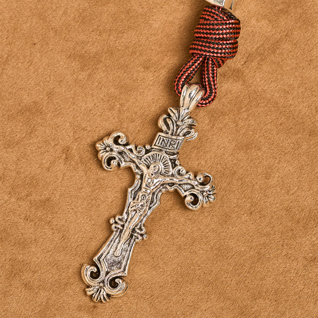 Warrior's Devotion Deep Red Paracord Rosary with St. George Medal: Power of Faith - image 9