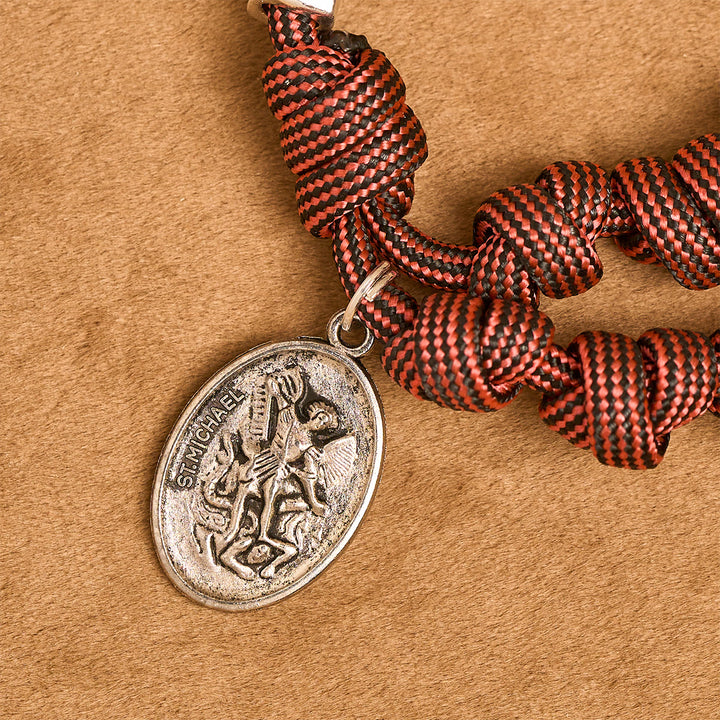 Warrior's Devotion Deep Red Paracord Rosary with St. George Medal: Power of Faith - image 7