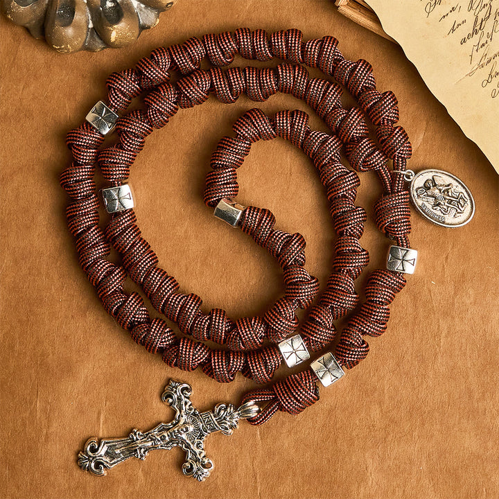 Warrior's Devotion Deep Red Paracord Rosary with St. George Medal: Power of Faith - image 4