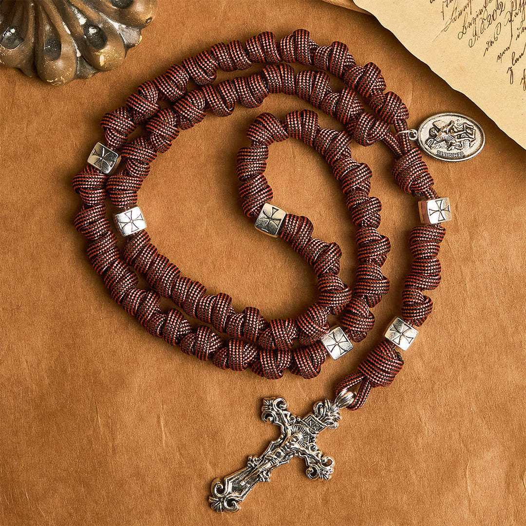 Warrior's Devotion Deep Red Paracord Rosary with St. George Medal: Power of Faith - image 3