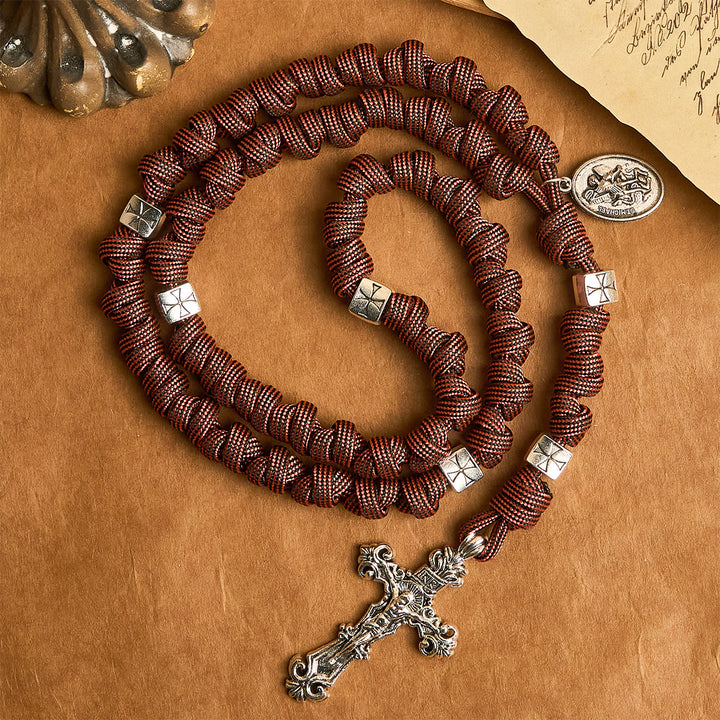 Warrior's Devotion Deep Red Paracord Rosary with St. George Medal: Power of Faith - image 3