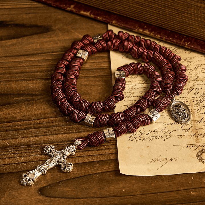 FREE Today: Warrior's Devotion Deep Red Paracord Rosary with St. Michael the Archangel - image 2