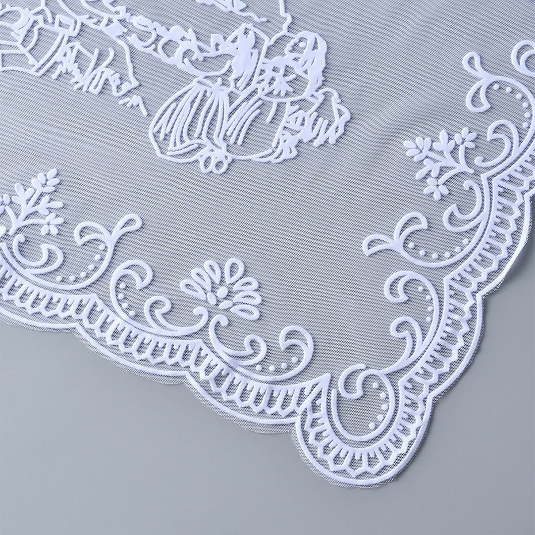 Christianartworkshop Tri-color Vintage Lace Chapel Veil with Fátima Apparition Motif - image 7