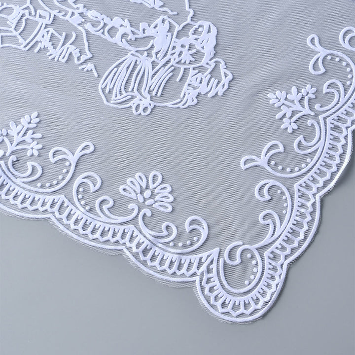 Christianartworkshop Tri-color Vintage Lace Chapel Veil with Fátima Apparition Motif - image 7