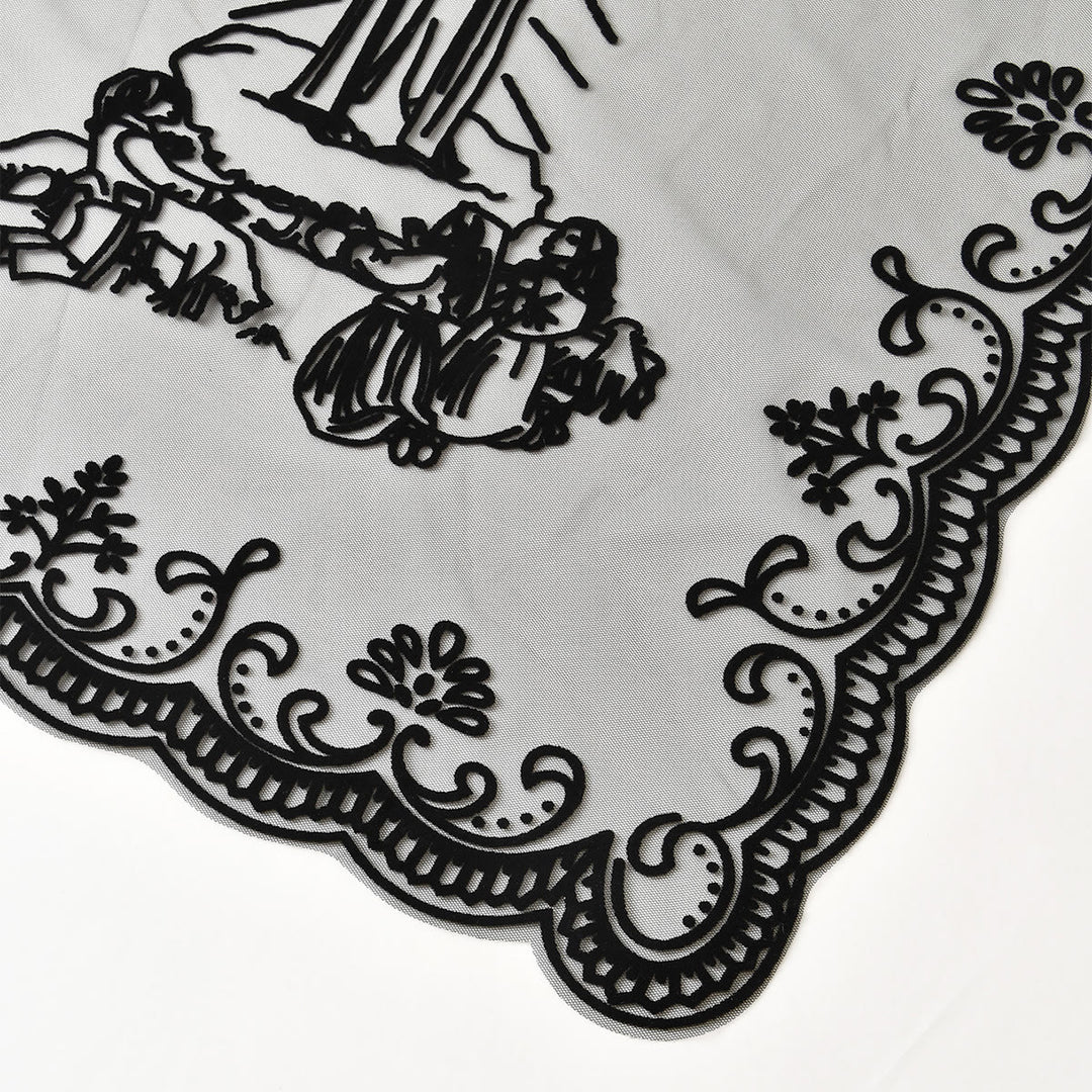 Christianartworkshop Tri-color Vintage Lace Chapel Veil with Fátima Apparition Motif - image 3