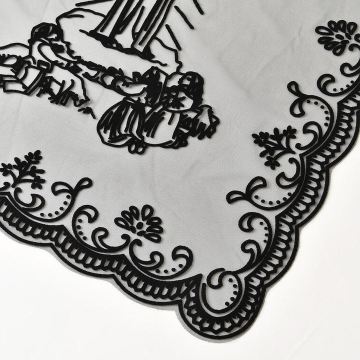 Christianartworkshop Tri-color Vintage Lace Chapel Veil with Fátima Apparition Motif - image 3