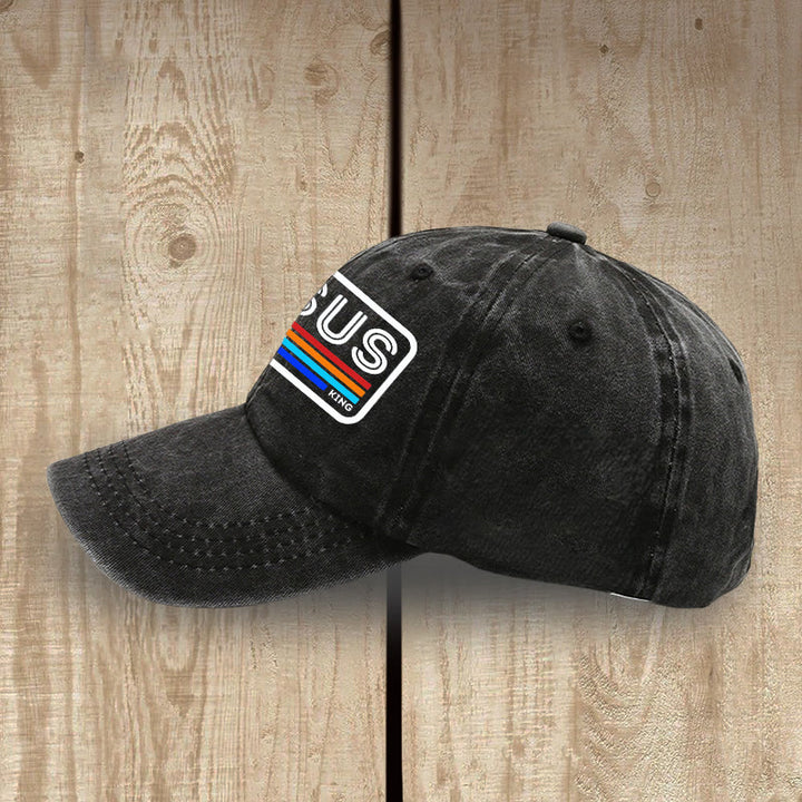 Christianartworkshop Urban Faith JESUS Graphic with Rainbow Unisex Distressed Washed Cotton Hat - image 4