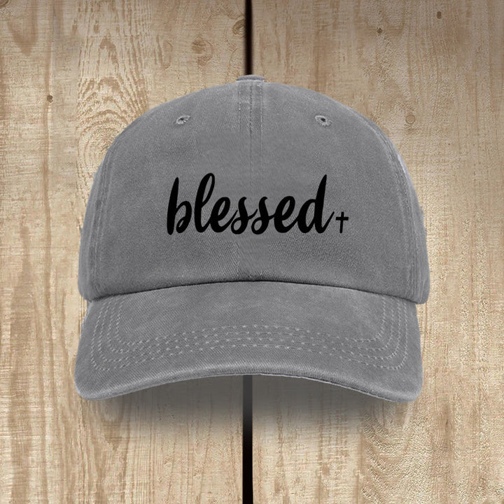Christianartworkshop Streetwear Style Blessed Unisex Distressed Washed Cotton Hat - Grey - image 5