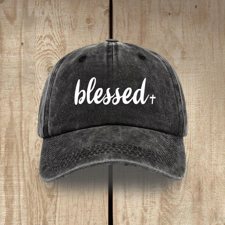 Christianartworkshop Streetwear Style Blessed Unisex Distressed Washed Cotton Hat - Black - image 0