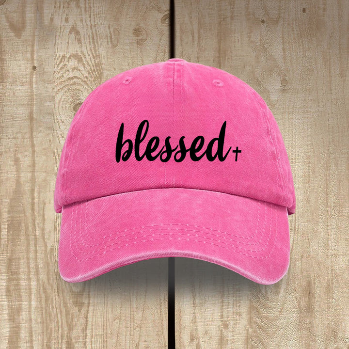 Christianartworkshop Streetwear Style Blessed Unisex Distressed Washed Cotton Hat - Rose - image 12