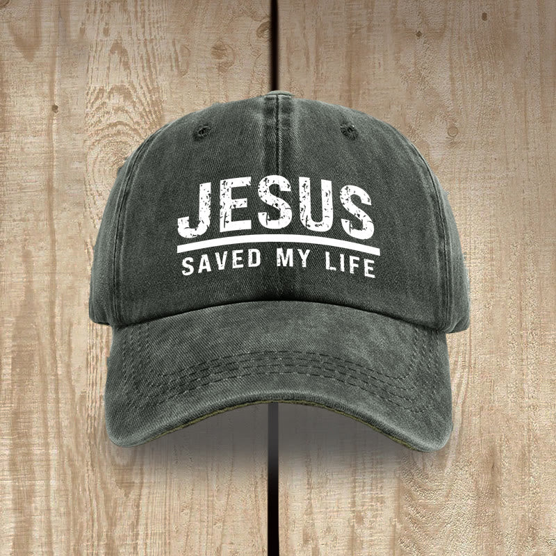 Christianartworkshop Bold Vintage Jesus Saved My Life Unisex Distressed Washed Cotton Hat - Army Green - image 7