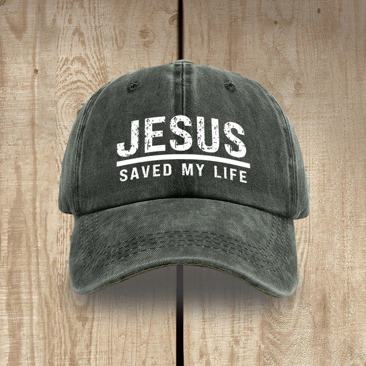 Christianartworkshop Bold Vintage Jesus Saved My Life Unisex Distressed Washed Cotton Hat - Army Green - image 7