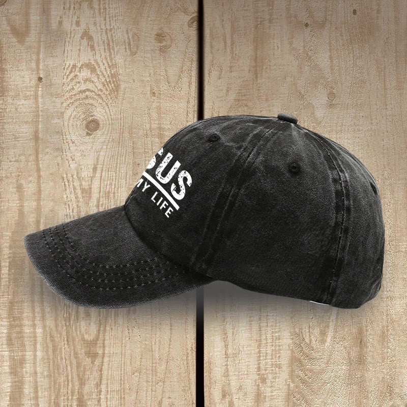 Christianartworkshop Bold Vintage Jesus Saved My Life Unisex Distressed Washed Cotton Hat - image 4