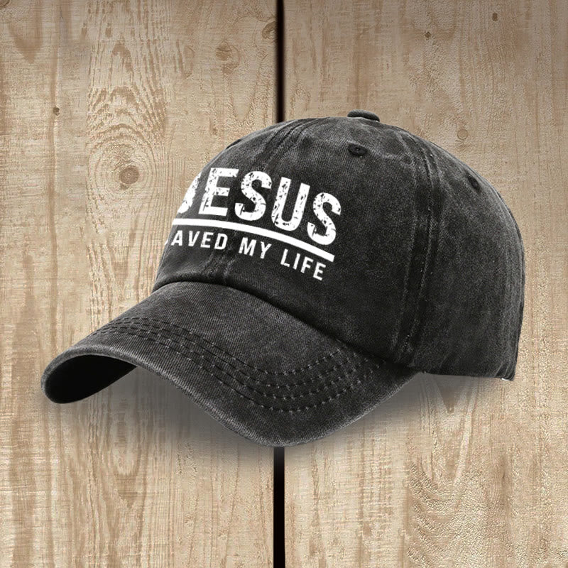 Christianartworkshop Bold Vintage Jesus Saved My Life Unisex Distressed Washed Cotton Hat - image 3