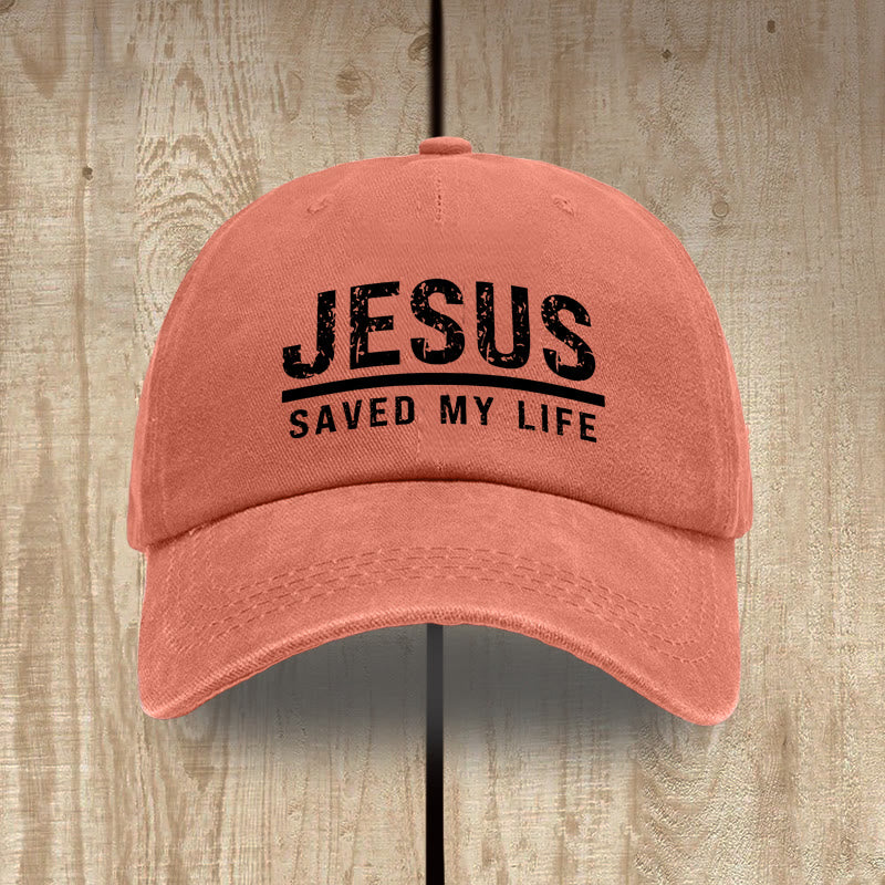 Christianartworkshop Bold Vintage Jesus Saved My Life Unisex Distressed Washed Cotton Hat - Orange - image 15