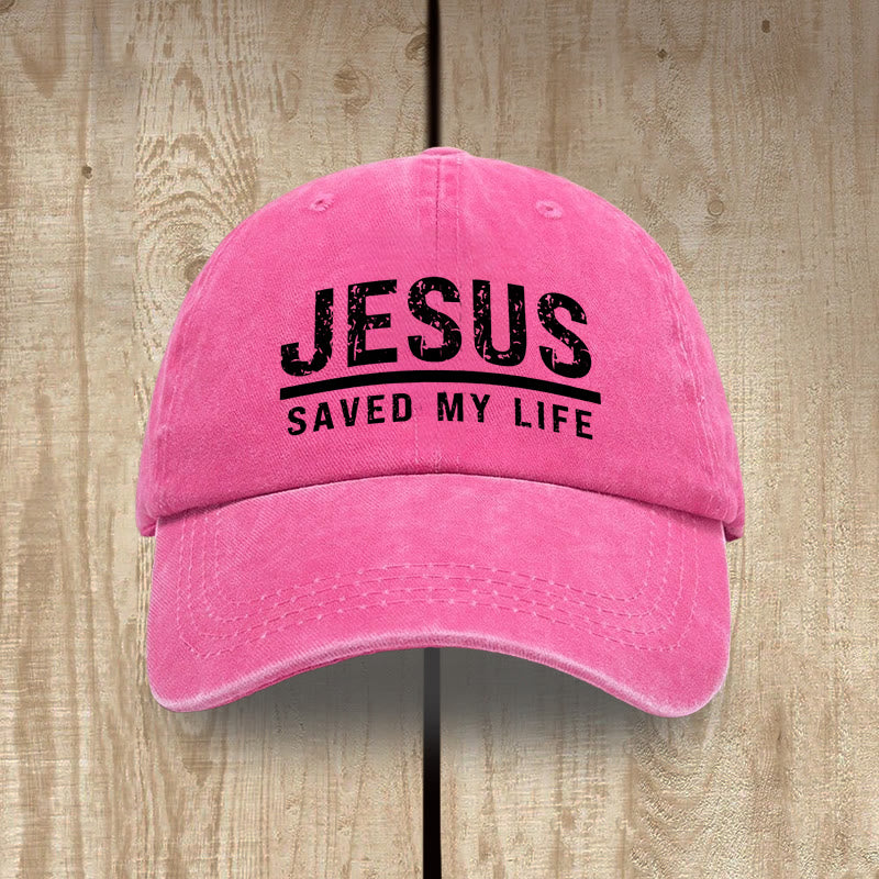 Christianartworkshop Bold Vintage Jesus Saved My Life Unisex Distressed Washed Cotton Hat - Rose - image 12