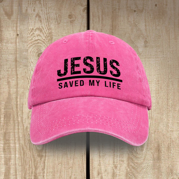 Christianartworkshop Bold Vintage Jesus Saved My Life Unisex Distressed Washed Cotton Hat - Rose - image 12