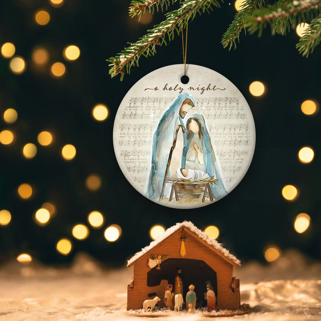 Christianartworkshop Night - Themed Nativity with Angels & Detailed Figures Hanging Ornaments - Acrylic - image 0