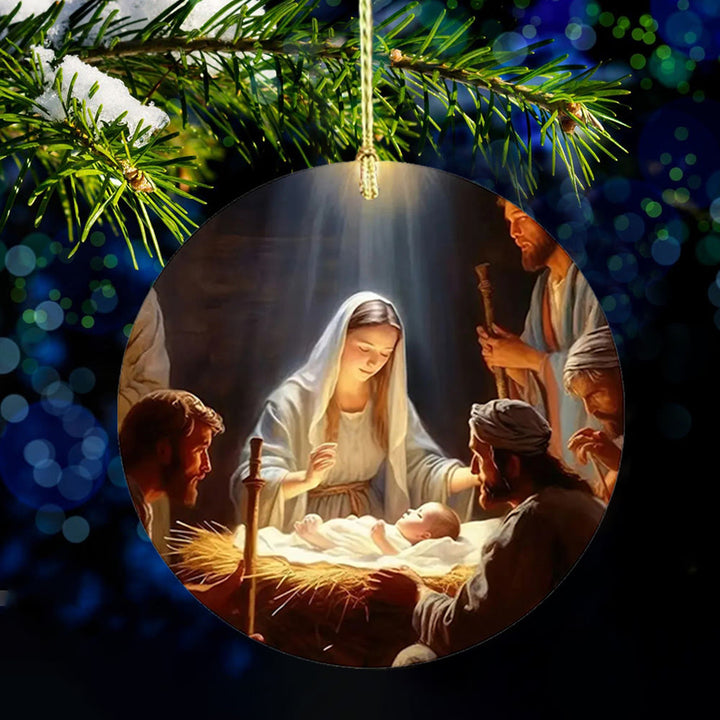 Christianartworkshop 3 Realistic Oil Painting Style Nativity Blessing Ornaments - Style 2 - Ceramics - image 7