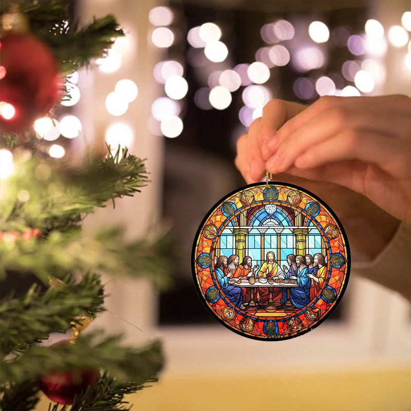 Christianartworkshop Stained Glass Style The Last Supper Hanging Ornaments A - Style 1 - image 0