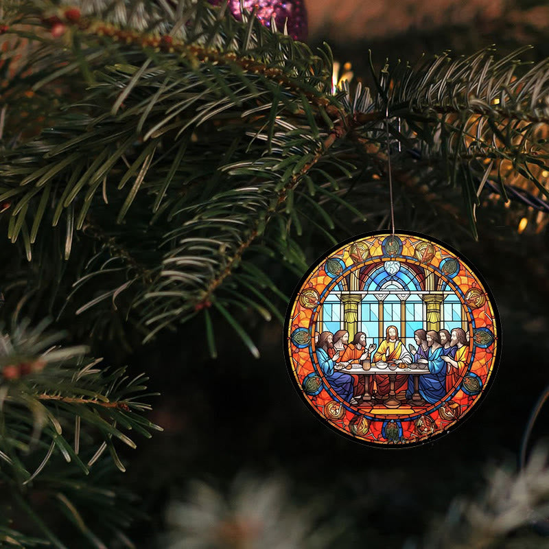 Christianartworkshop Stained Glass Style The Last Supper Hanging Ornaments A - image 1