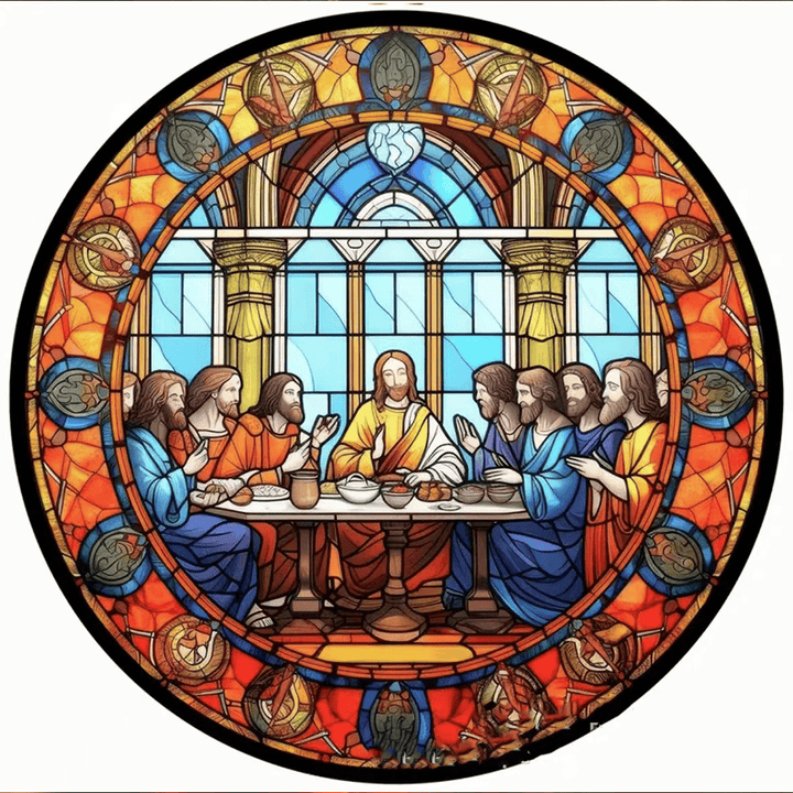 Christianartworkshop Stained Glass Style The Last Supper Hanging Ornaments A - image 5