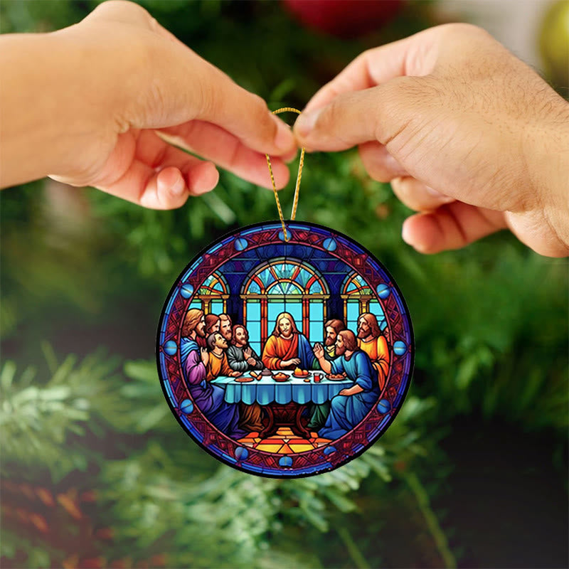 Christianartworkshop Stained Glass Style The Last Supper Hanging Ornaments A - image 8