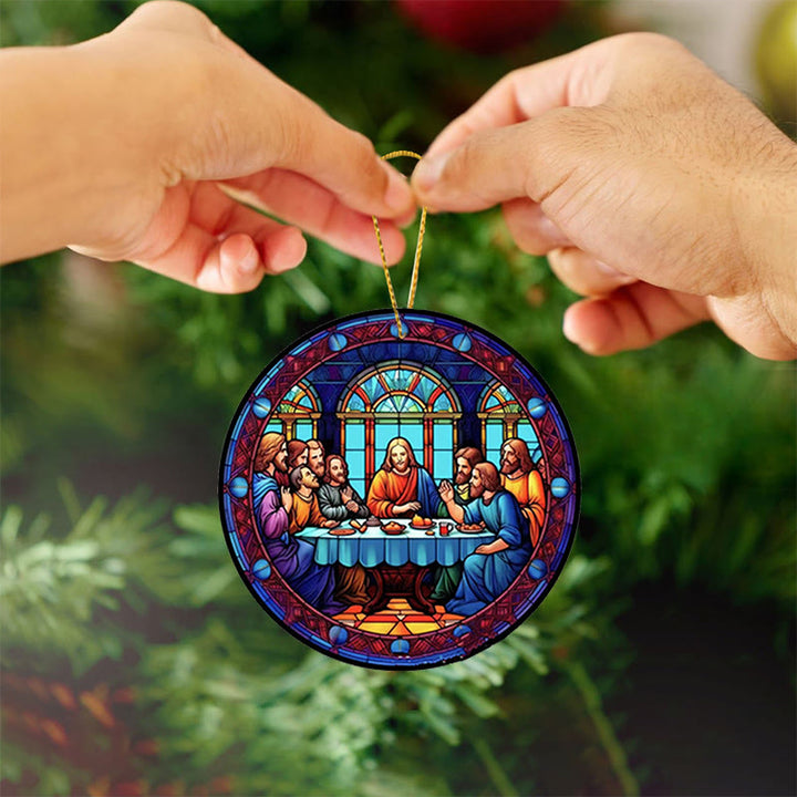 Christianartworkshop Stained Glass Style The Last Supper Hanging Ornaments A - image 8
