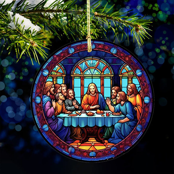 Christianartworkshop Stained Glass Style The Last Supper Hanging Ornaments A - image 7