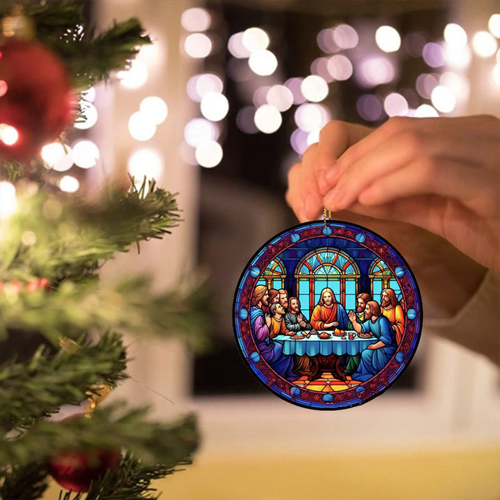 Christianartworkshop Stained Glass Style The Last Supper Hanging Ornaments A - image 10
