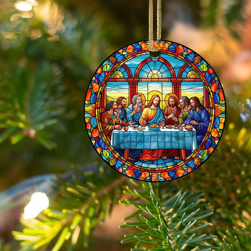 Christianartworkshop Stained Glass Style The Last Supper Hanging Ornaments A - image 14