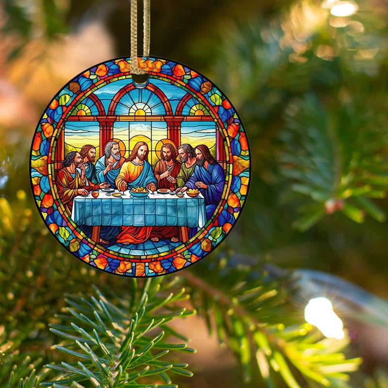 Christianartworkshop Stained Glass Style The Last Supper Hanging Ornaments A - image 13