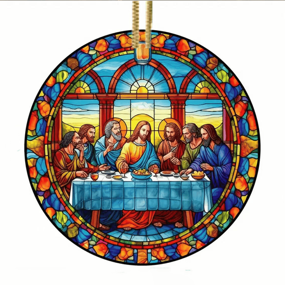 Christianartworkshop Stained Glass Style The Last Supper Hanging Ornaments A - image 17