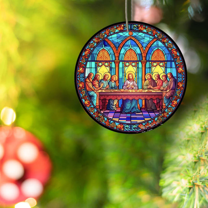 Christianartworkshop Stained Glass Style The Last Supper Hanging Ornaments A - image 19