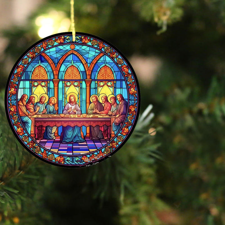 Christianartworkshop Stained Glass Style The Last Supper Hanging Ornaments A - image 22
