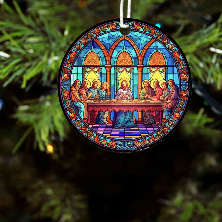 Christianartworkshop Stained Glass Style The Last Supper Hanging Ornaments A - image 20